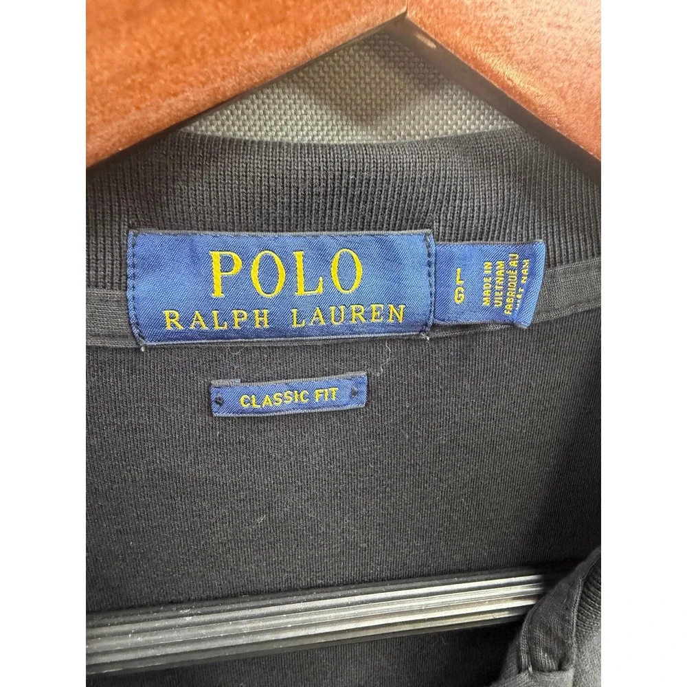 Polo Ralph Lauren Polo Shirt Mens Black Classic Fit Short Sleeve Large